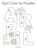 April Color by Number Coloring Page