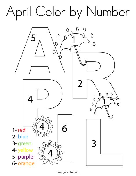 April Color by Number Coloring Page