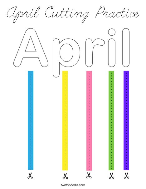 April Cutting Practice Coloring Page