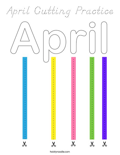 April Cutting Practice Coloring Page