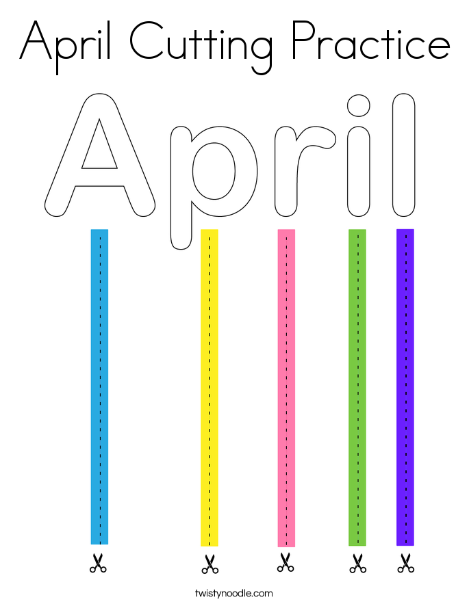 April Cutting Practice Coloring Page