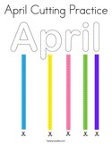 April Cutting Practice Coloring Page