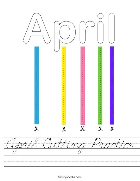 April Cutting Practice Worksheet