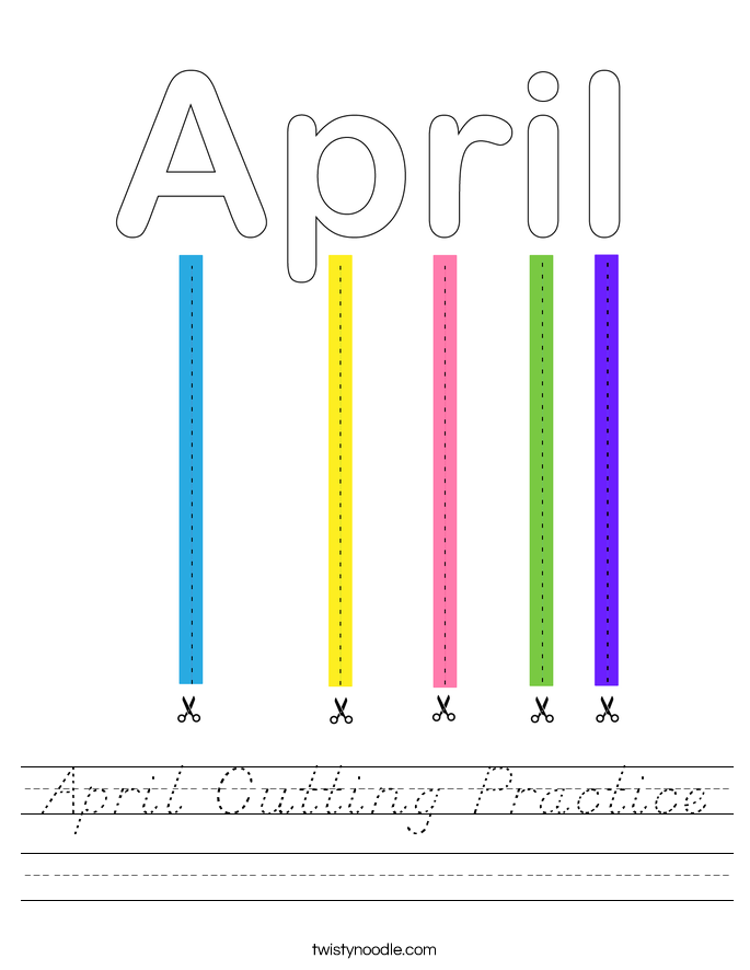 April Cutting Practice Worksheet