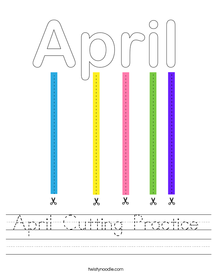 April Cutting Practice Worksheet