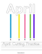 April Cutting Practice Handwriting Sheet