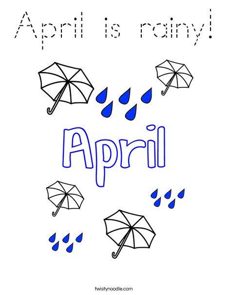 April is rainy! Coloring Page