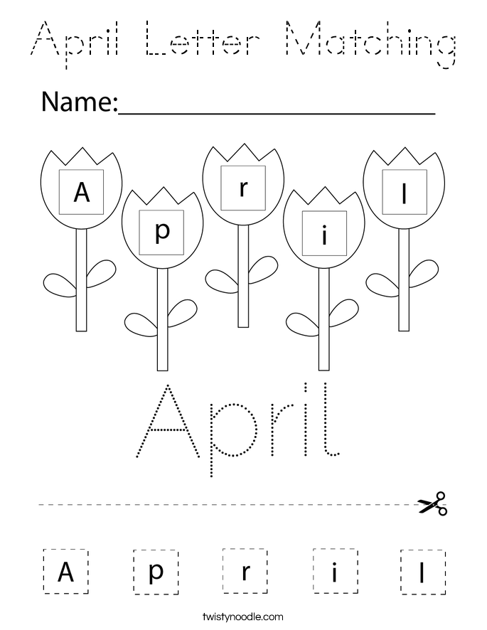 April Letter Matching Coloring Page