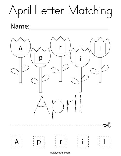 April Letter Matching Coloring Page