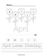 April Letter Matching Handwriting Sheet