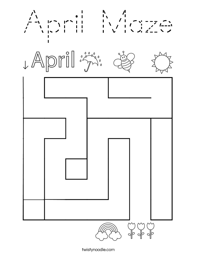 April Maze Coloring Page