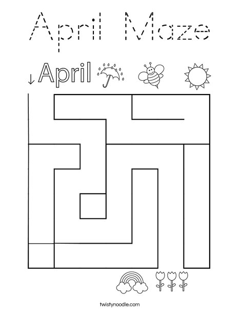 April Maze Coloring Page
