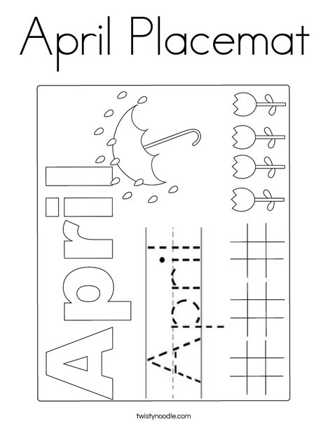 April Placemat Coloring Page