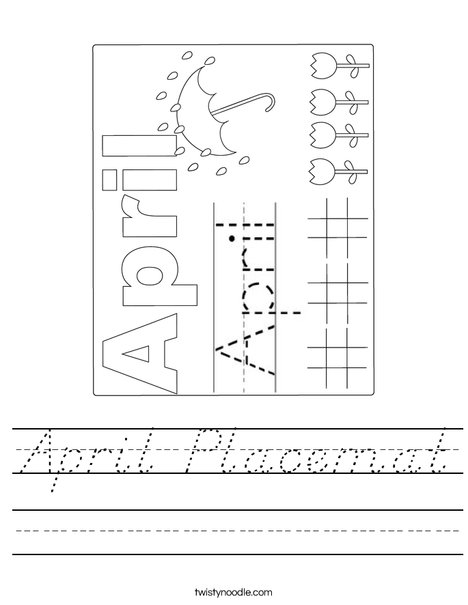 April Placemat Worksheet