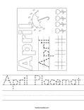April Placemat Worksheet