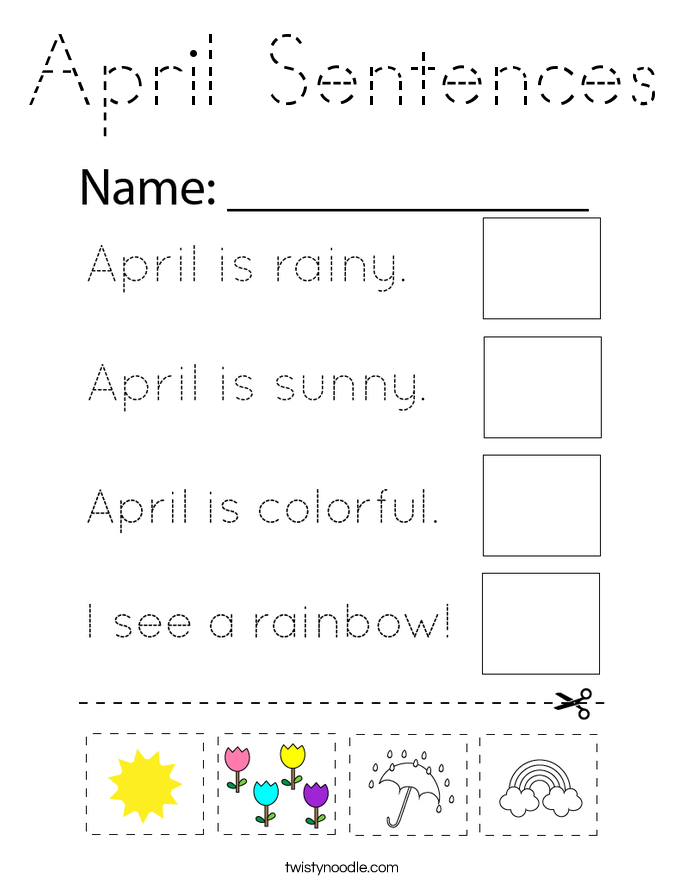 April Sentences Coloring Page