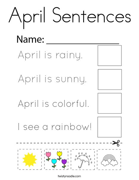 April Sentences Coloring Page