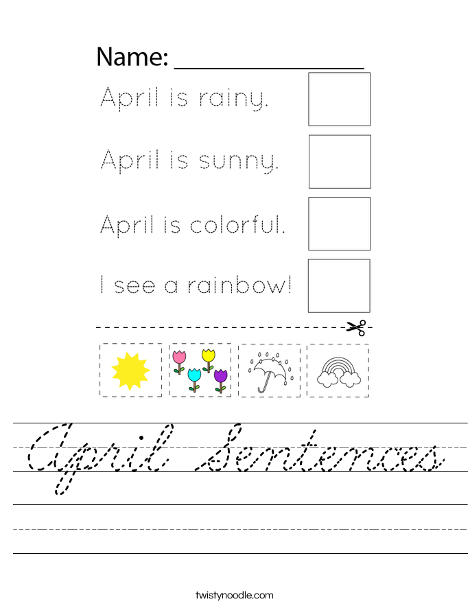 April Sentences Worksheet