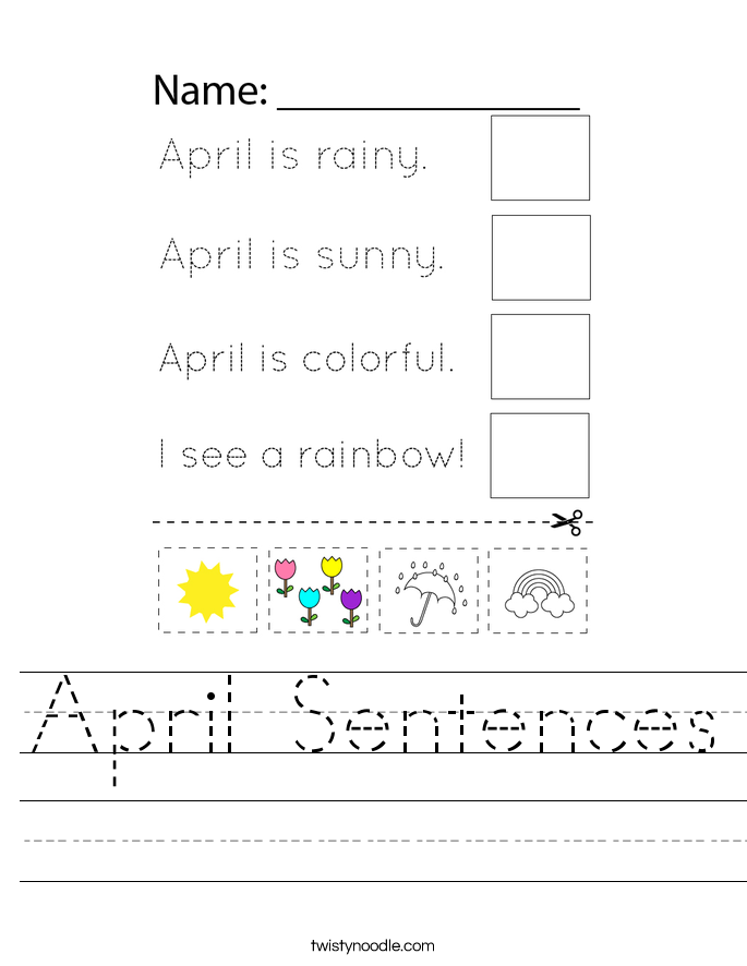 April Sentences Worksheet
