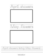 April showers bring May flowers Handwriting Sheet