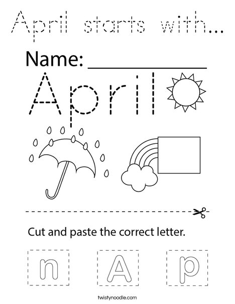 April starts with... Coloring Page