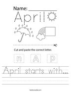 April starts with Handwriting Sheet