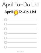 April To-Do List Coloring Page