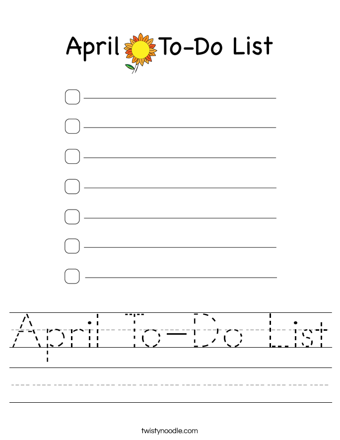April To-Do List Worksheet