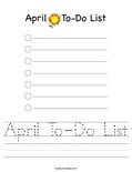 April To-Do List Worksheet
