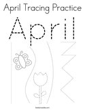 April Tracing Practice Coloring Page