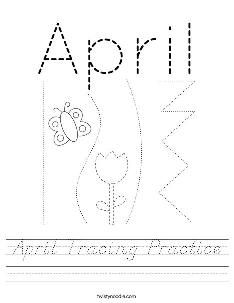 April Tracing Practice Worksheet