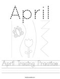 April Tracing Practice Worksheet