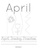 April Tracing Practice Handwriting Sheet