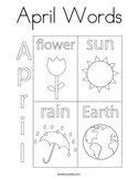 April Words Coloring Page