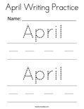 April Writing Practice Coloring Page