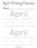 April Writing Practice Coloring Page