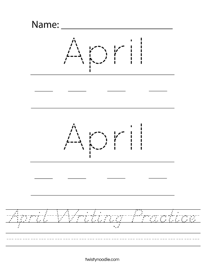 April Writing Practice Worksheet