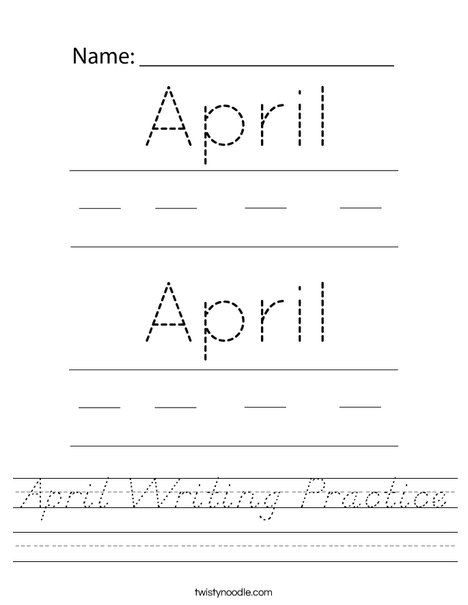 April Writing Practice Worksheet