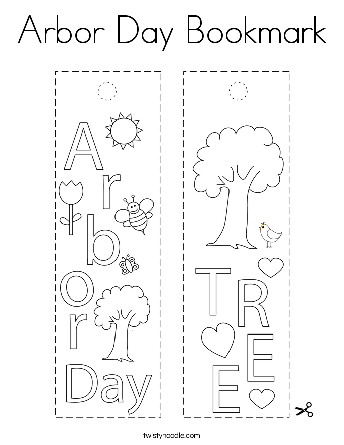Arbor Day Bookmark Coloring Page