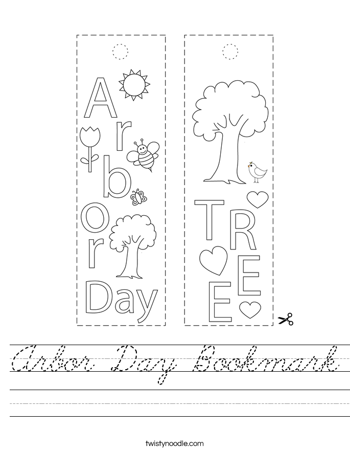 Arbor Day Bookmark Worksheet