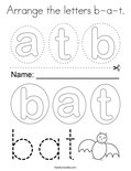 Arrange the letters b-a-t. Coloring Page