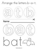 Arrange the letters b-a-t Coloring Page