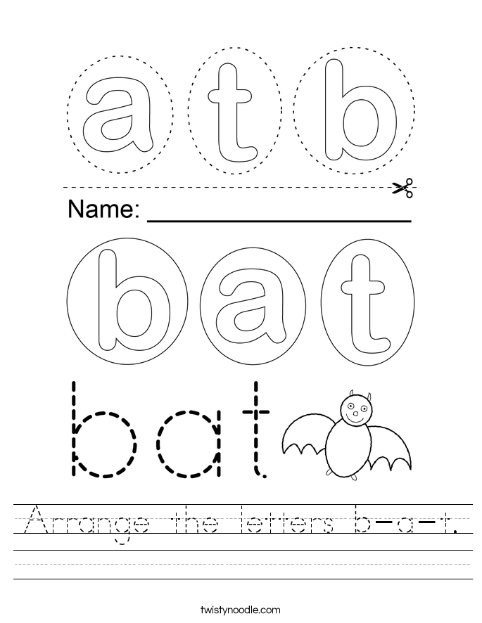 Arrange the letters b-a-t. Worksheet