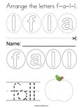 Arrange the letters f-a-l-l. Coloring Page