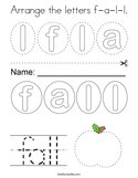 Arrange the letters f-a-l-l Coloring Page