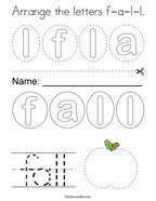 Arrange the letters f-a-l-l Coloring Page