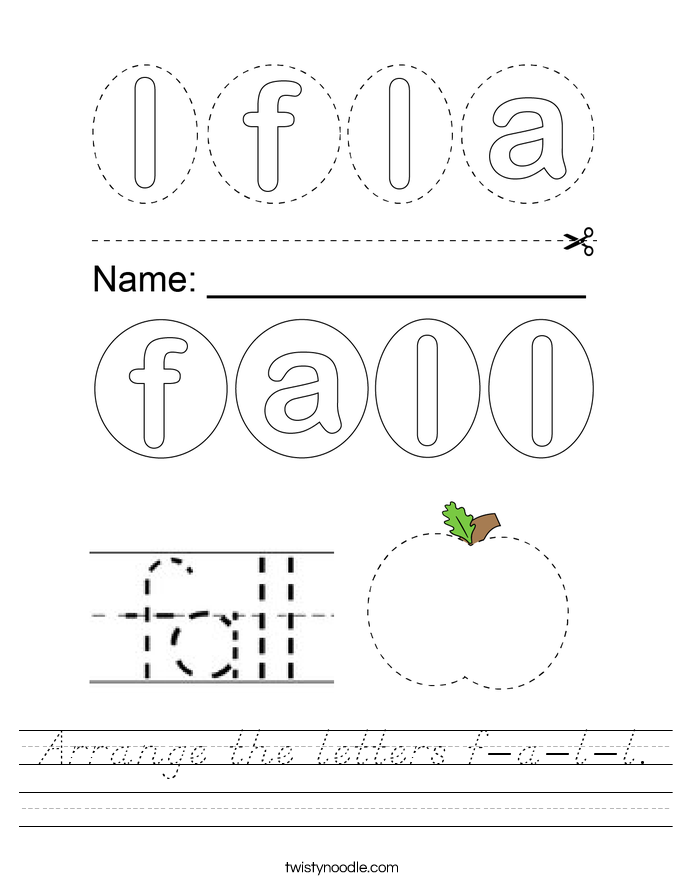 Arrange the letters f-a-l-l. Worksheet