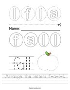 Arrange the letters f-a-l-l Handwriting Sheet