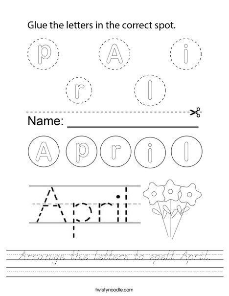 Arrange the letters in April. Worksheet
