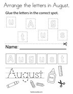 Arrange the letters in August Coloring Page
